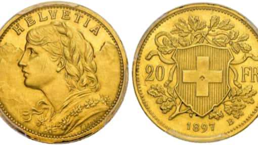 Nach Kellerfund: Extrem seltenes Goldvreneli für 170’000 Franken versteigert Ein Vreneli von 1897 aus Gondogold.