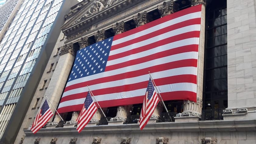 Börse NYSE an der Wall Street in New York, USA.