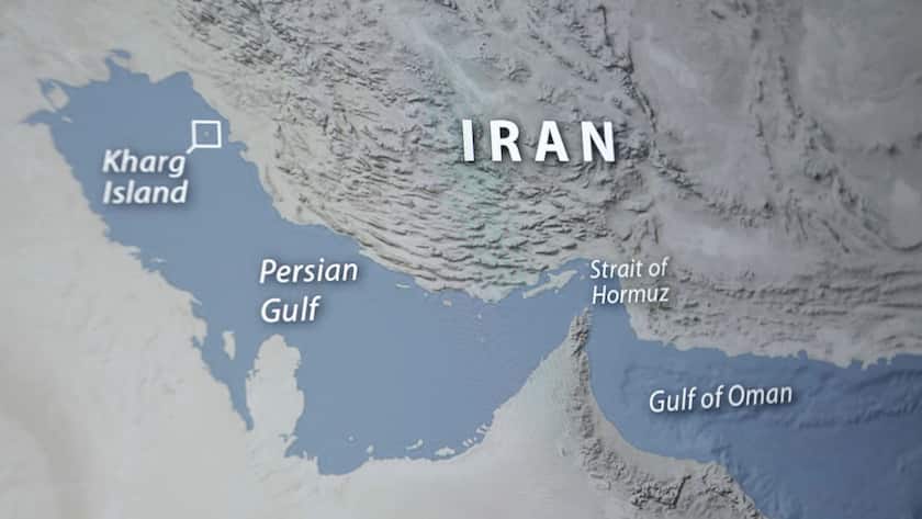 Iran stoppt indirekte Verhandlungen mit den USA Persischer Golf und die Strasse von Hormus (rechts) auf einer Karte.