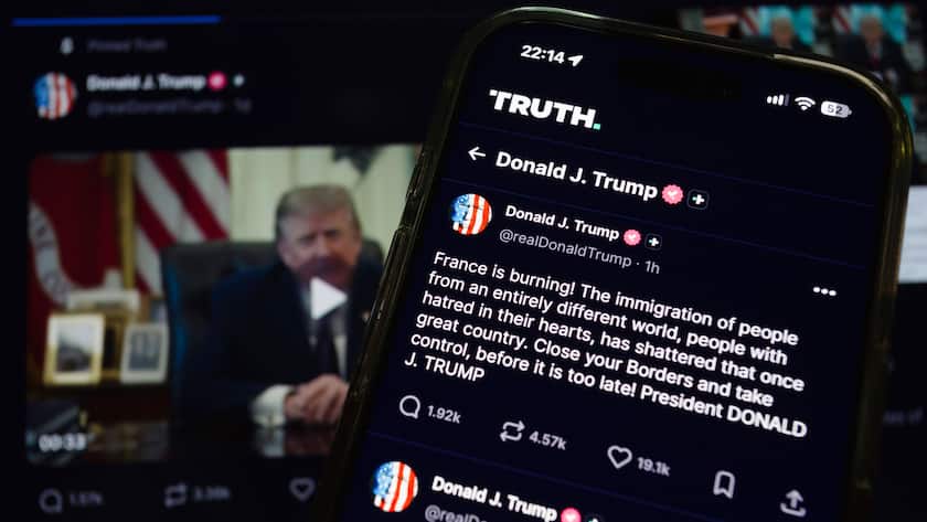 Wall-Street-Firmen zahlen offenbar hohe Summen für schnellen Zugang zu Trumps Posts Ein Beitrag von US-Präsident Donald Trump auf der Online-Plattform «Truth Social».