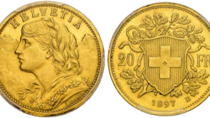 Nach Kellerfund: Extrem seltenes Goldvreneli für 170’000 Franken versteigert Ein Vreneli von 1897 aus Gondogold.
